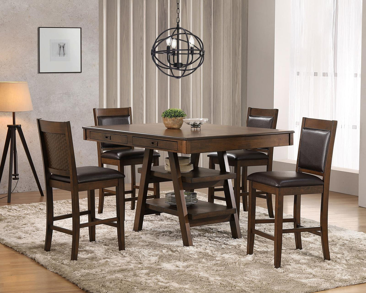 Dewey Brown and Walnut 5-Piece Rectangular Dining Set from Coaster - Luna Furniture