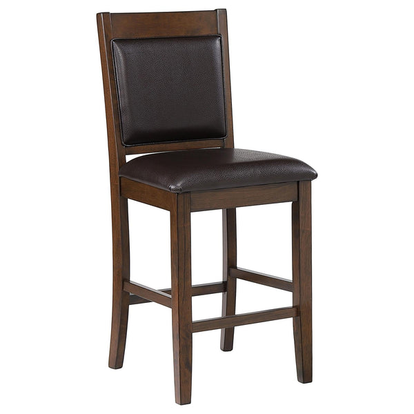Dewey Walnut and Brown Upholstered Counter Height Chairs with Footrest, Set of 2