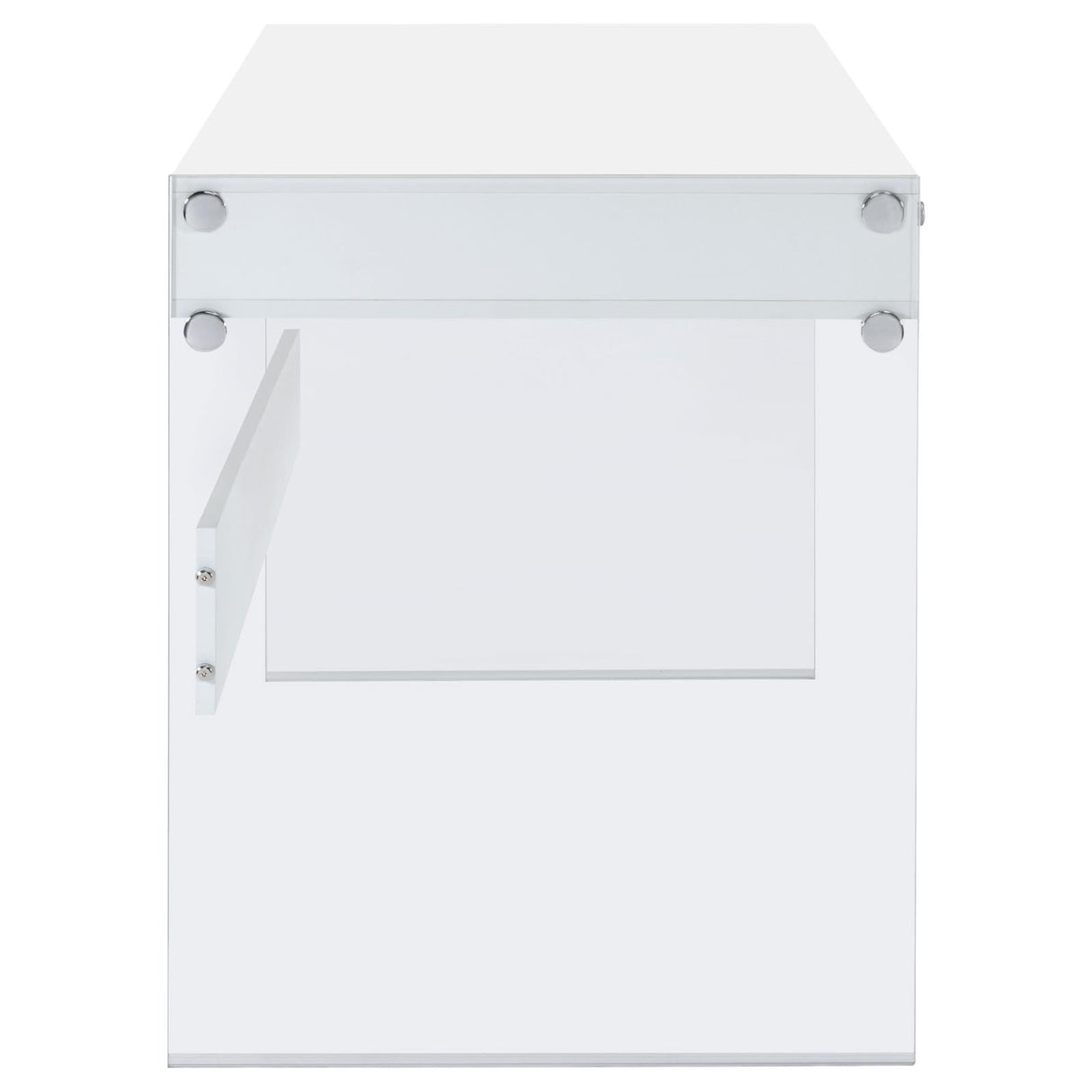 Dobrev Glossy White and Clear 2-Drawer Writing Desk from Coaster - Luna Furniture