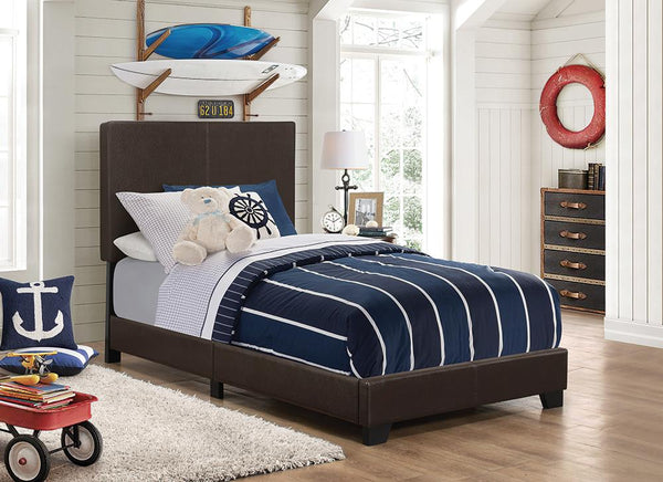 Dorian Brown Upholstered Twin Bed