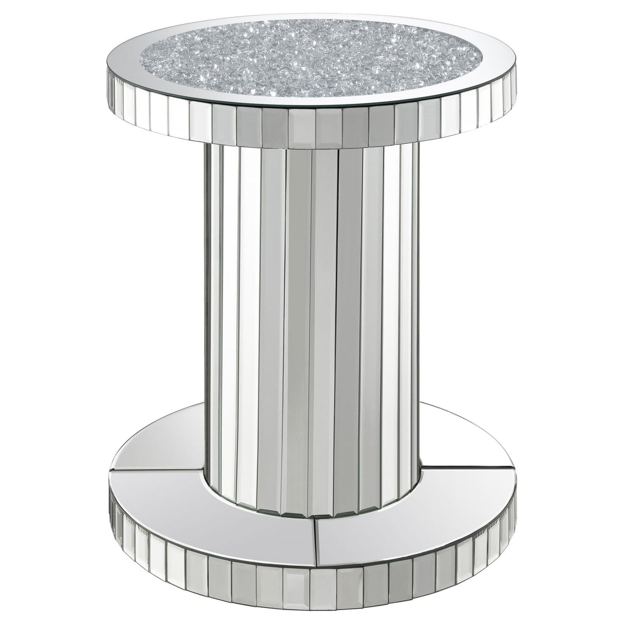 Dorielle Mirror Crystal Inlay Round Top Accent Table from Coaster - Luna Furniture