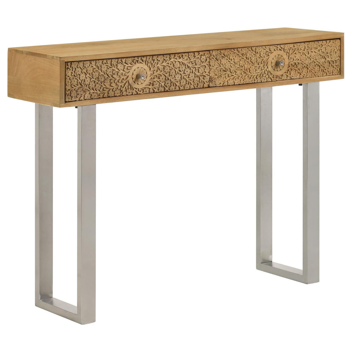 Draco Natural Console Table with Hand Carved Drawers from Coaster - Luna Furniture