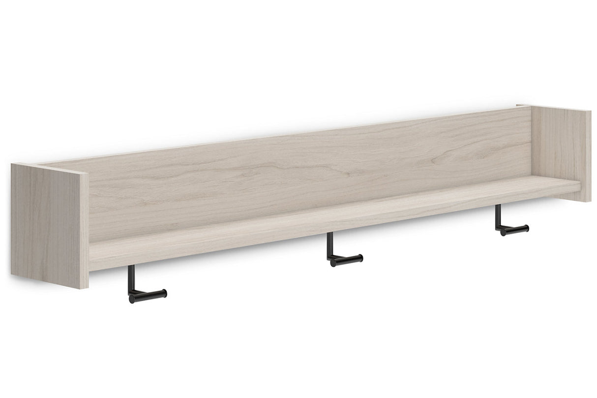 Socalle Light Natural Wall Mounted Coat Rack with Shelf from Ashley - Luna Furniture