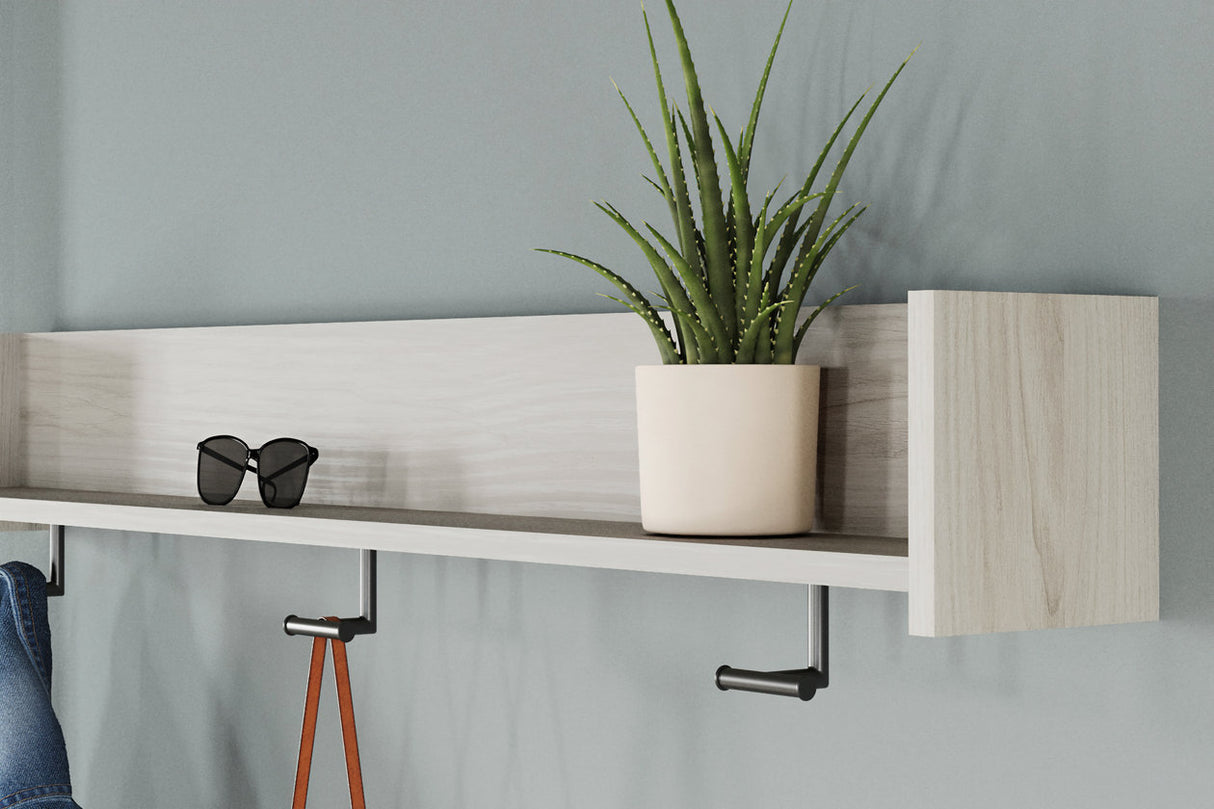 Socalle Light Natural Wall Mounted Coat Rack with Shelf from Ashley - Luna Furniture