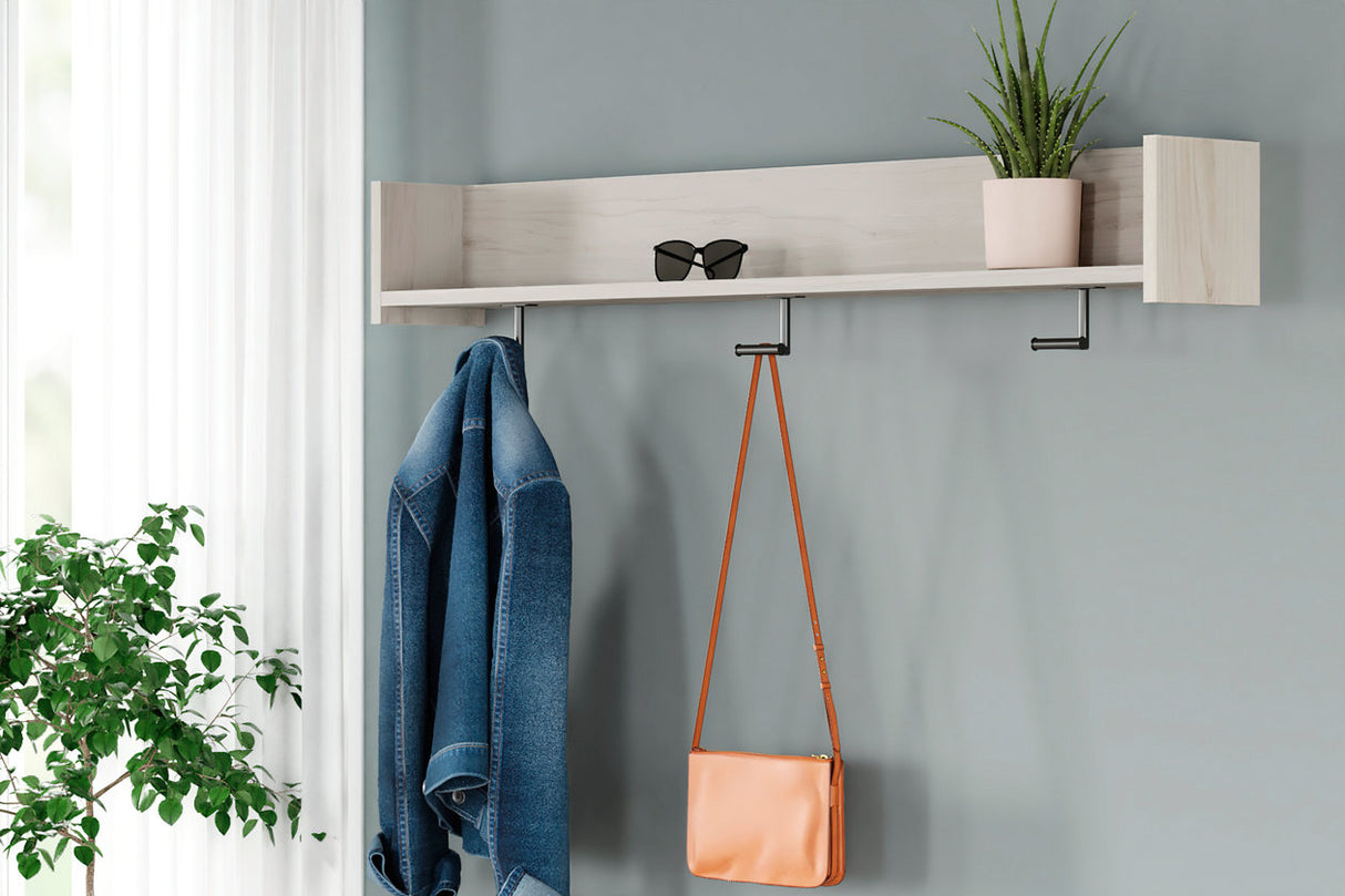 Socalle Light Natural Wall Mounted Coat Rack with Shelf from Ashley - Luna Furniture