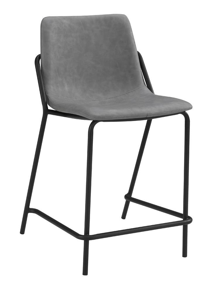 Earnest Gray and Black Solid Back Upholstered Counter Height Stools, Set of 2 from Coaster - Luna Furniture