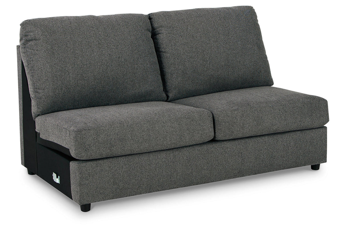 Edenfield Charcoal Armless Loveseat from Ashley Furniture - Luna Furniture