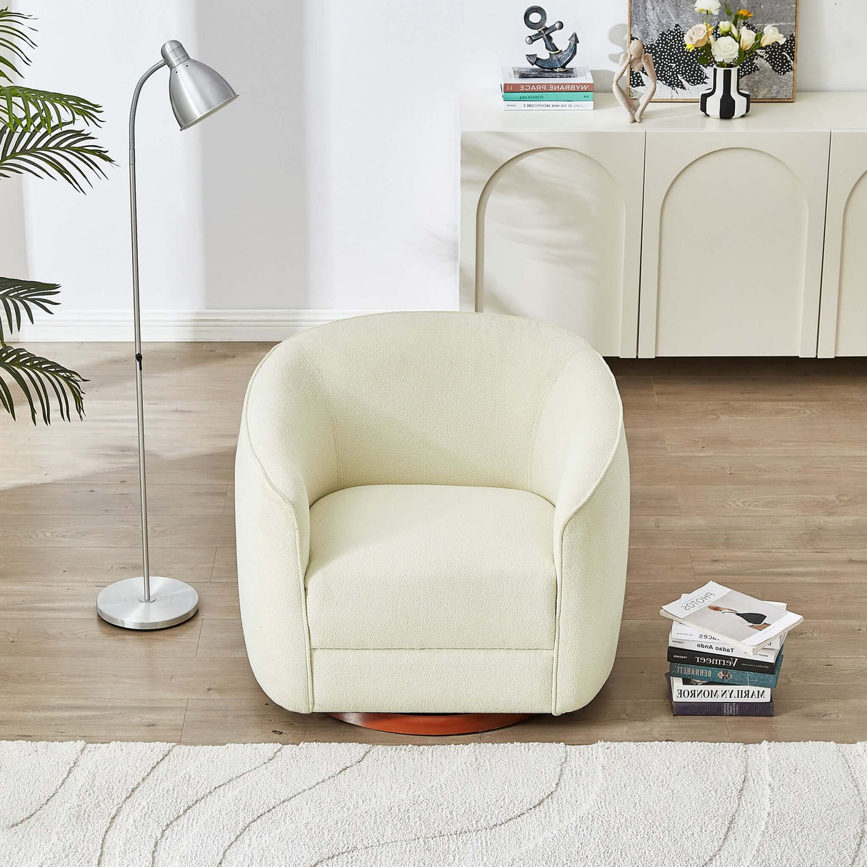 Elise Cream Boucle Swivel Chair from Ashcroft Furniture - Luna Furniture