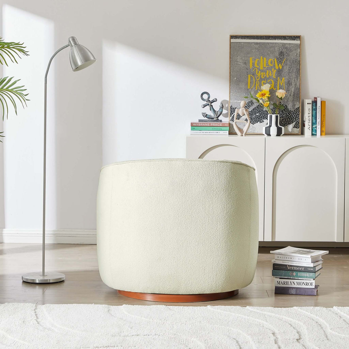 Elise Cream Boucle Swivel Chair from Ashcroft Furniture - Luna Furniture