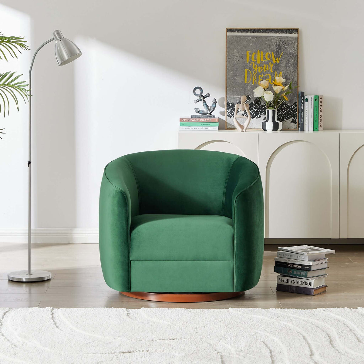 Elise Dark Green Velvet Swivel Chair from Ashcroft Furniture - Luna Furniture