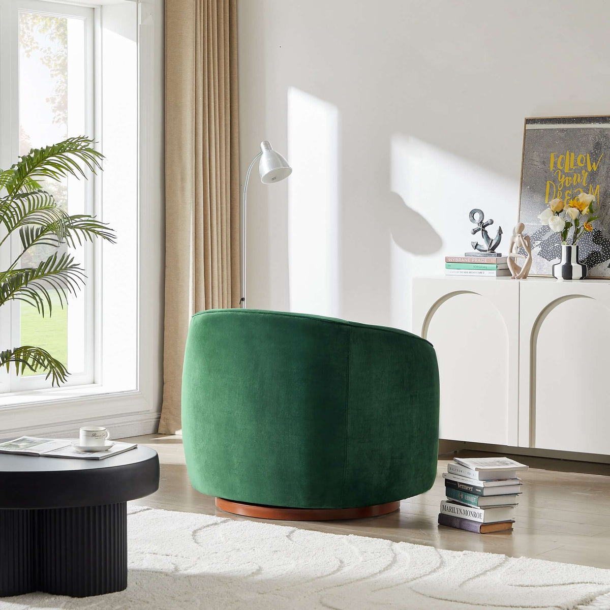 Elise Dark Green Velvet Swivel Chair from Ashcroft Furniture - Luna Furniture