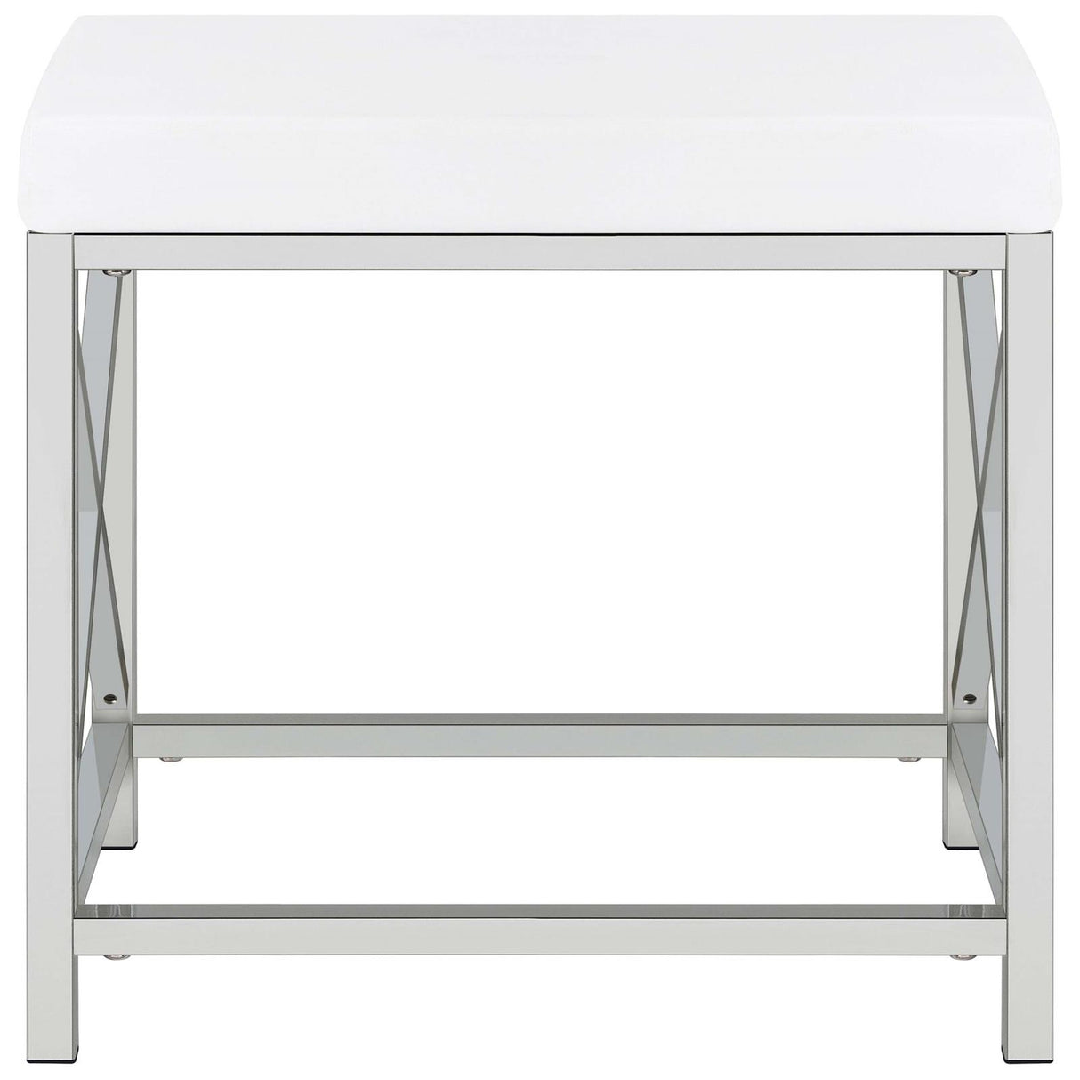 Eliza White and Chrome 2-Piece Vanity Set with Hollywood Lighting from Coaster - Luna Furniture