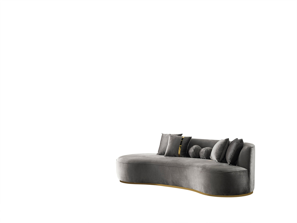 Ella Gray Velvet Chaise Lounge from Nova Furniture - Luna Furniture