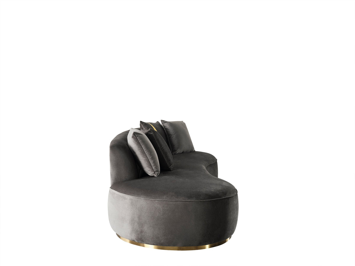Ella Gray Velvet Chaise Lounge from Nova Furniture - Luna Furniture