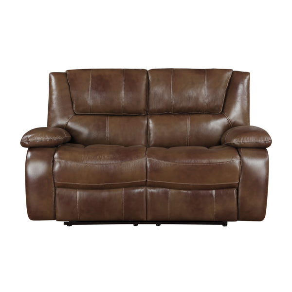 Ellicott Brown Leather Double Reclining Loveseat