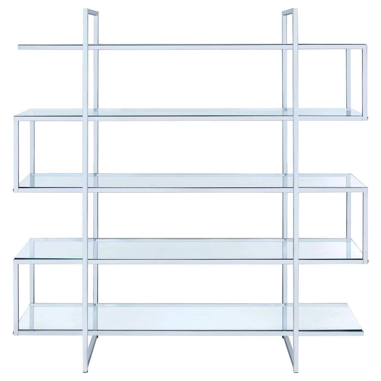 Elmer Clear and Chrome 5-Shelf Bookcase from Coaster - Luna Furniture