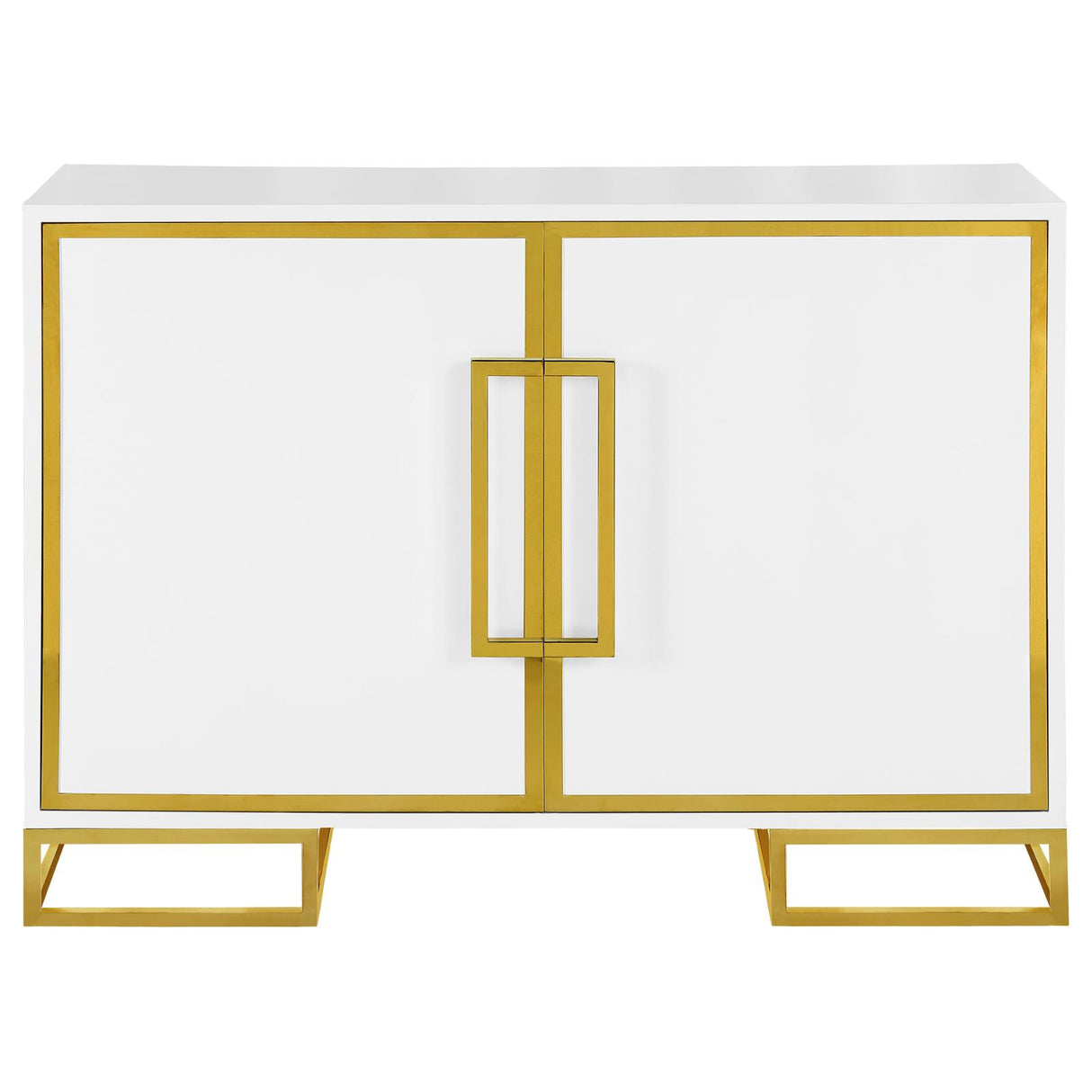 Elsa White and Gold 2-Door Accent Cabinet with Adjustable Shelves from Coaster - Luna Furniture