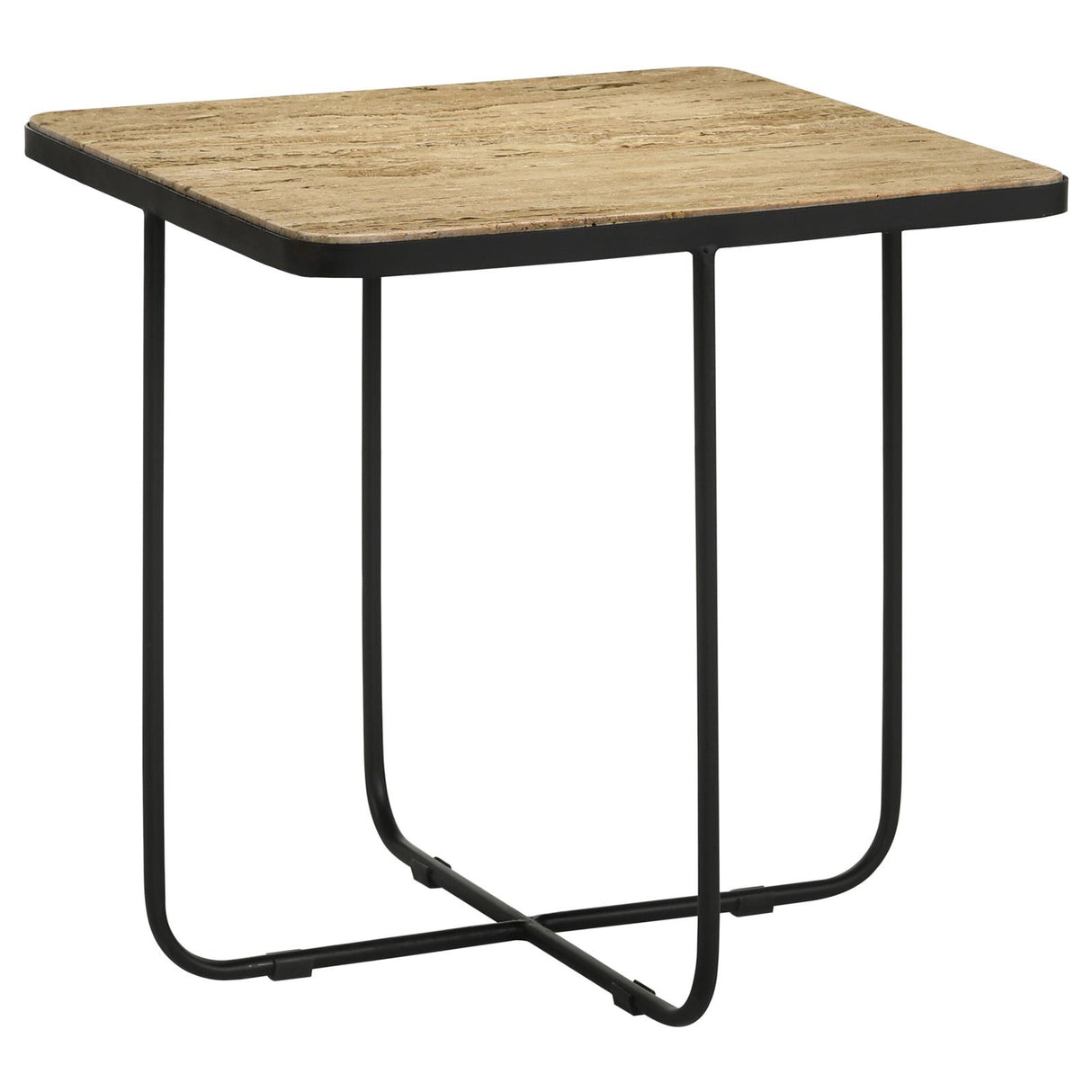 Elyna Travertine and Black Square Accent Table from Coaster - Luna Furniture