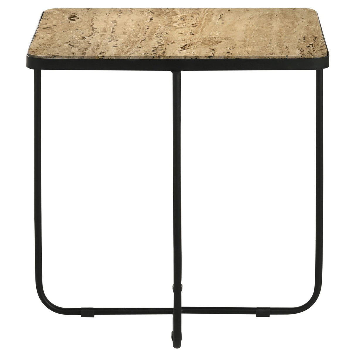 Elyna Travertine and Black Square Accent Table from Coaster - Luna Furniture