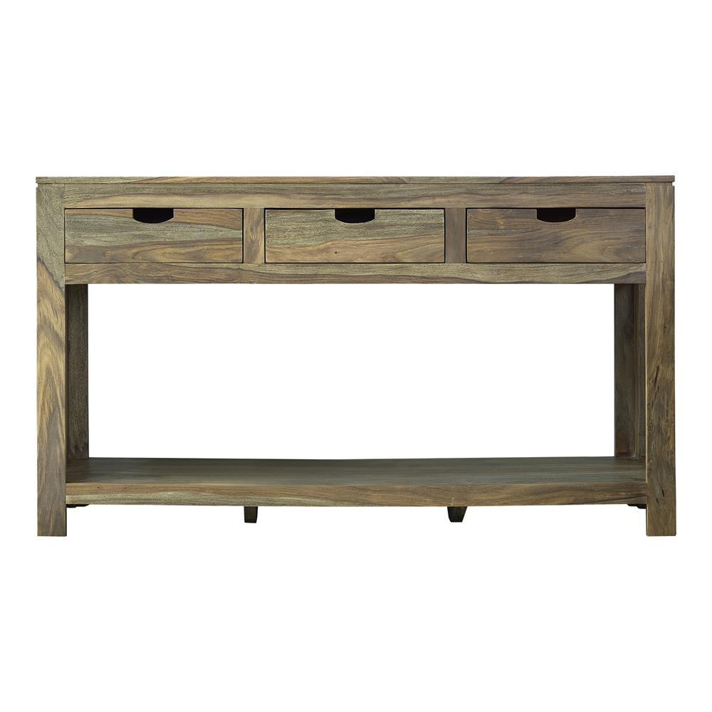 Esther Natural Sheesham 3-Drawer Storage Console Table from Coaster - Luna Furniture