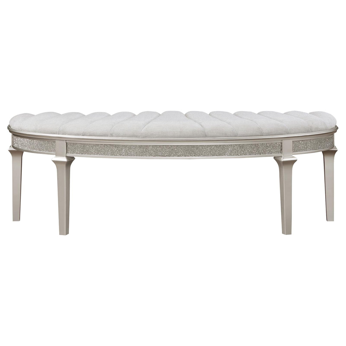 Evangeline Ivory and Silver Oak Upholstered Demilune Bench from Coaster - Luna Furniture