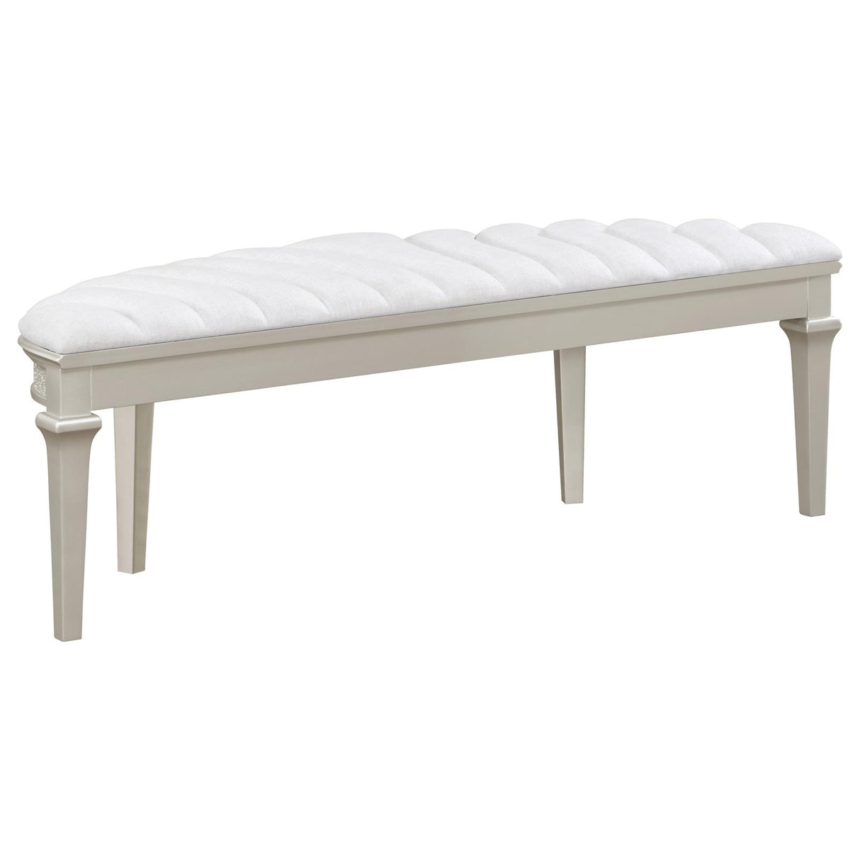 Evangeline Ivory and Silver Oak Upholstered Demilune Bench from Coaster - Luna Furniture