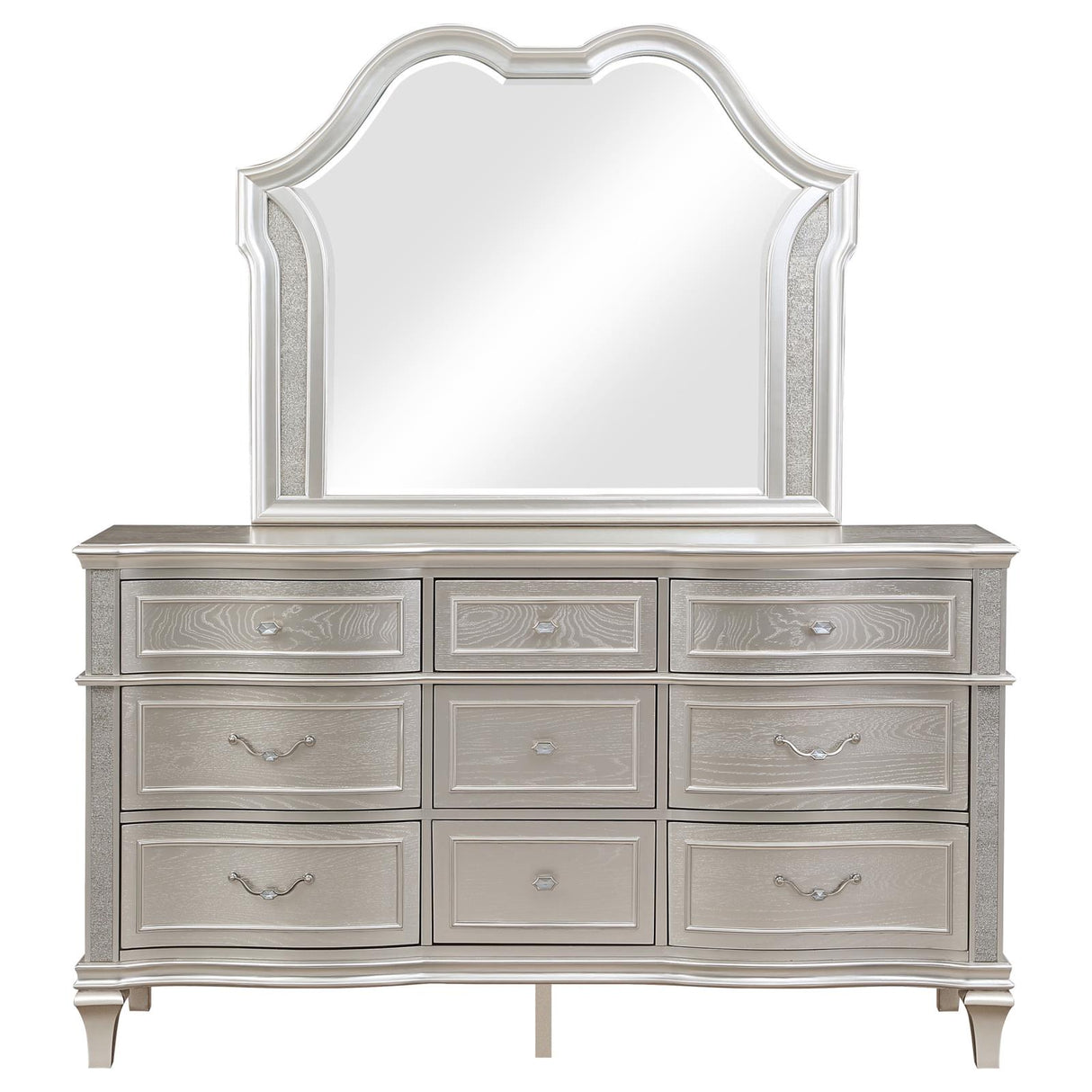Evangeline Silver Oak 9-Drawer Dresser with Mirror from Coaster - Luna Furniture