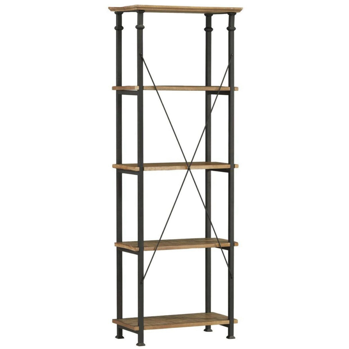 Factory Rustic Poplar & Metal Bookcase from Homelegance - Luna Furniture