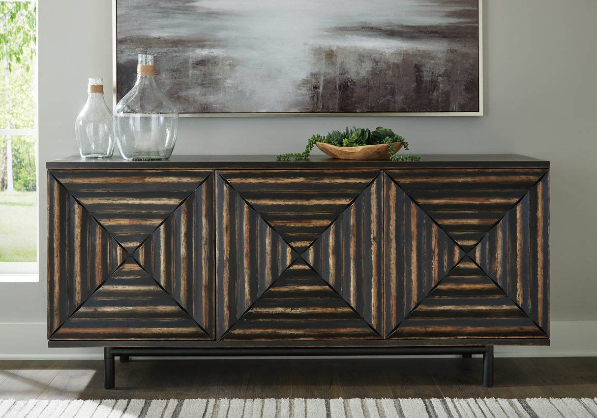 Fair Ridge Distressed Black Accent Cabinet from Ashley Furniture - Luna Furniture