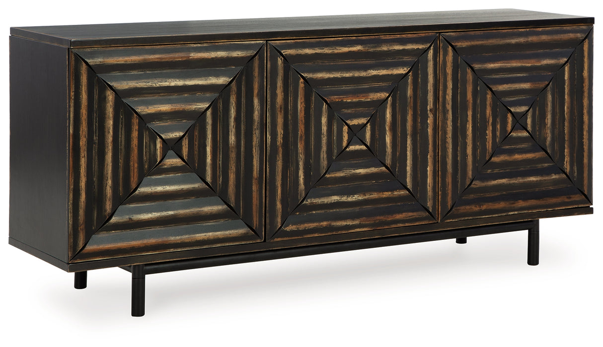 Fair Ridge Distressed Black Accent Cabinet from Ashley Furniture - Luna Furniture