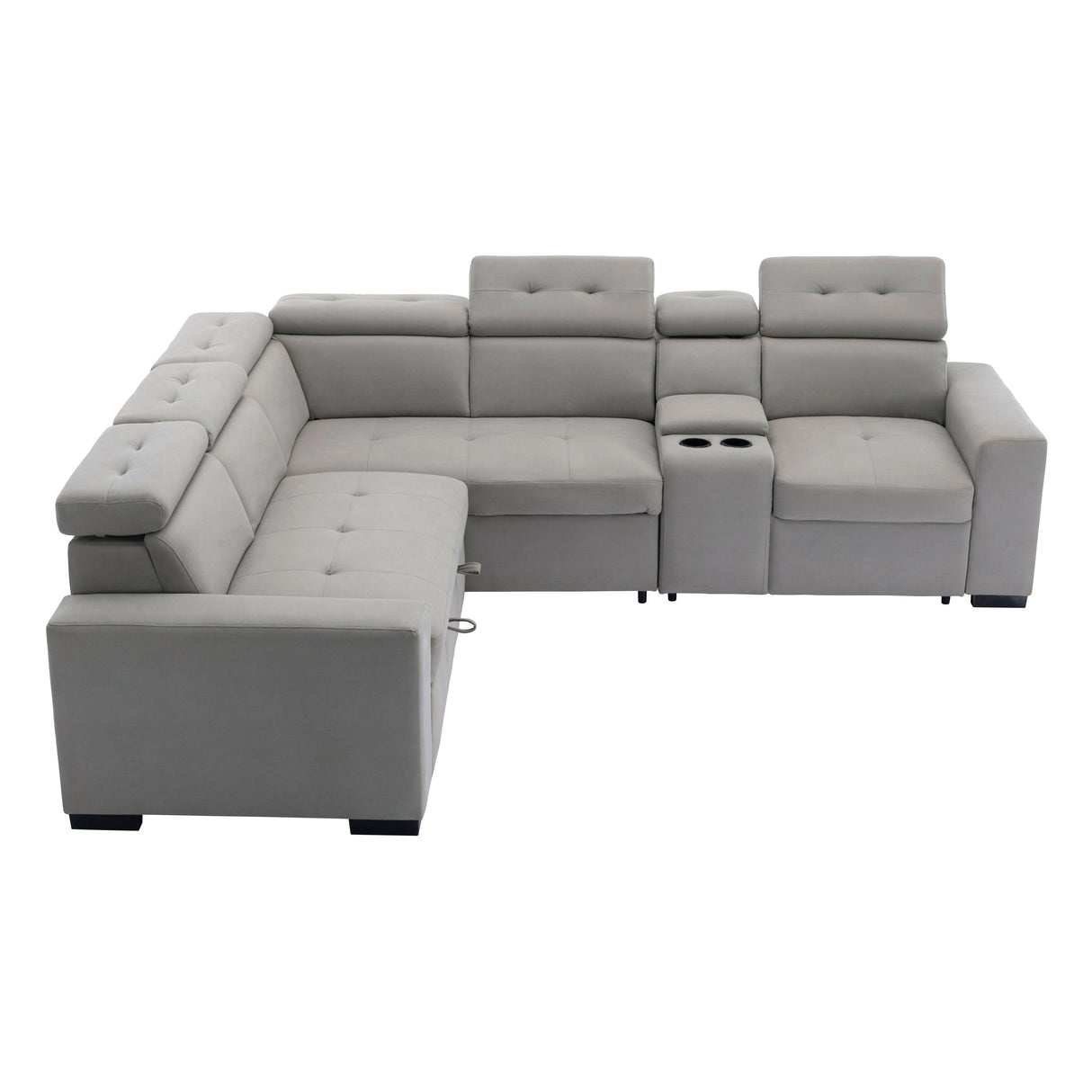 Farrah Light Gray 3-Piece Sectional with Adjustable Headrests, Pull-out Bed and Console from Homelegance - Luna Furniture