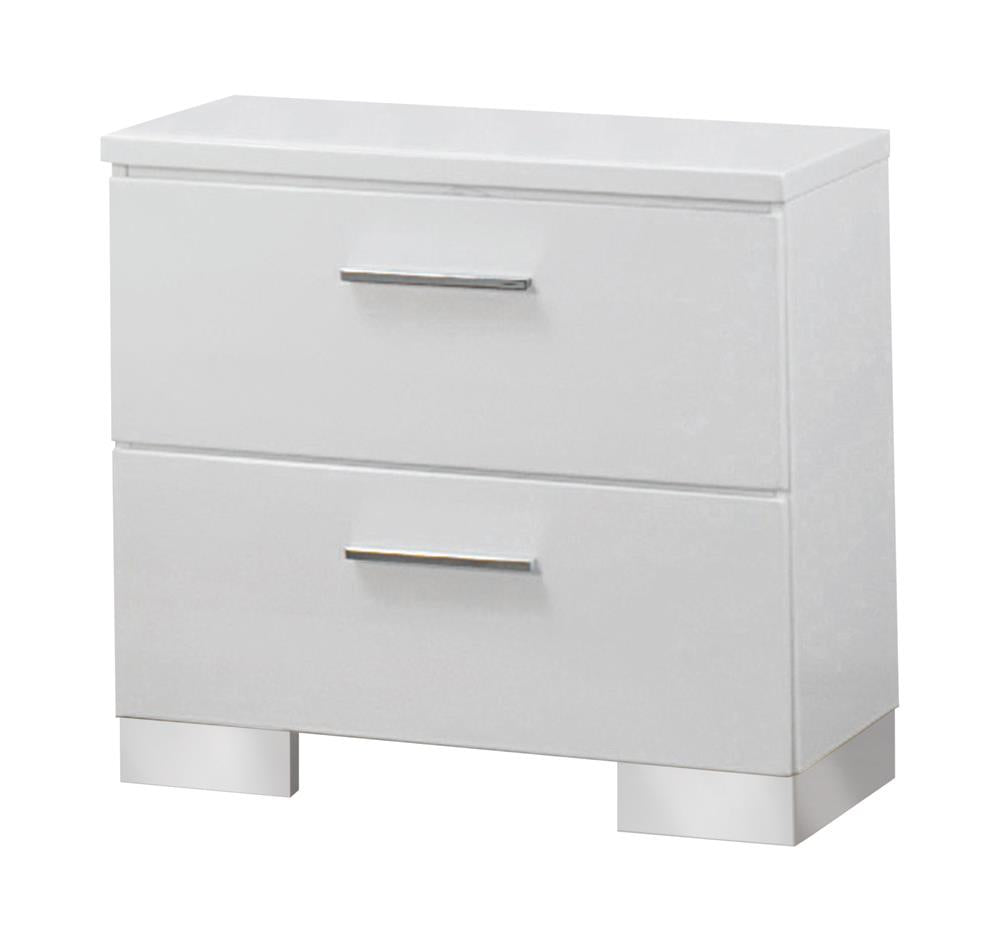 Felicity Glossy White Bedroom Set with LED Light Headboard from Coaster - Luna Furniture