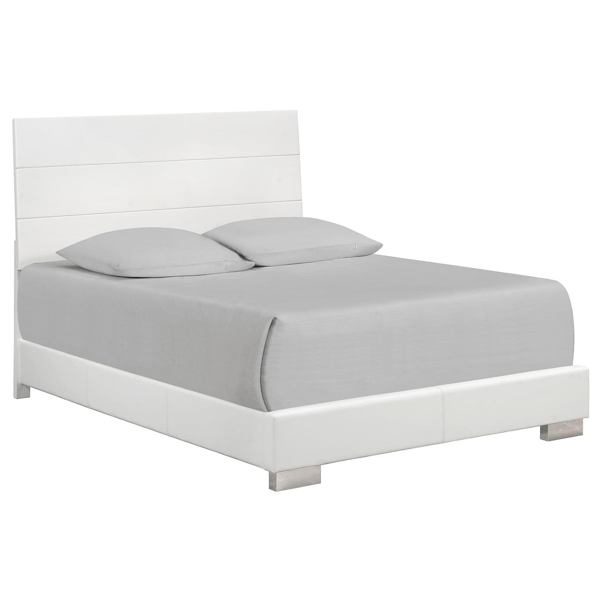 Felicity Glossy White 5-Piece Twin Bedroom Set with LED Headboard and Mirror from Coaster - Luna Furniture