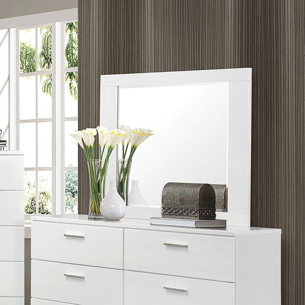 Felicity Glossy White Rectangle Dresser Mirror (Mirror Only) from Coaster - Luna Furniture