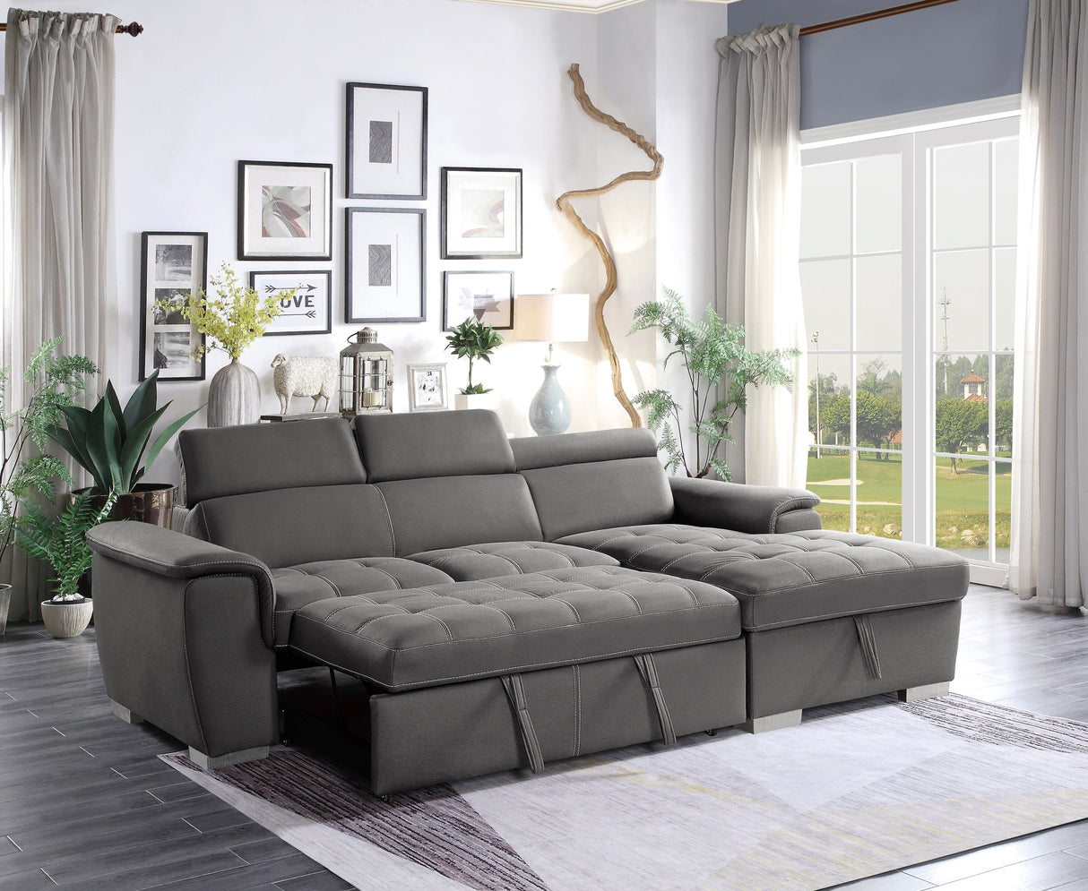 Ferriday Gray Storage Sleeper Sectional from Homelegance - Luna Furniture