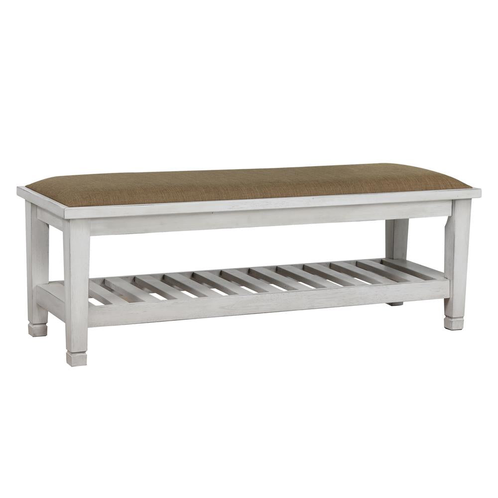 Franco Brown and Antique White Bench from Coaster - Luna Furniture