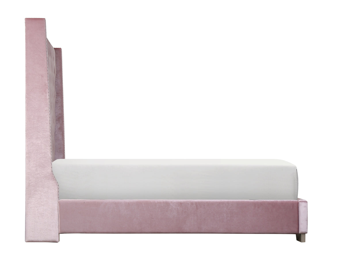 Franco Pink Velvet King Upholstered Bed from Homelegance - Luna Furniture