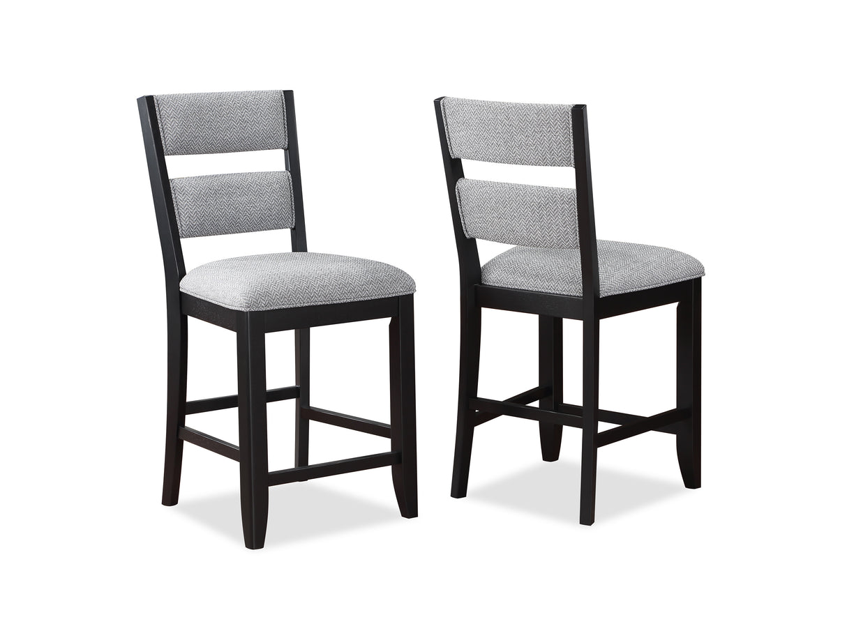 Frey Black/Gray Counter Height Chair, Set of 2 from Crown Mark - Luna Furniture