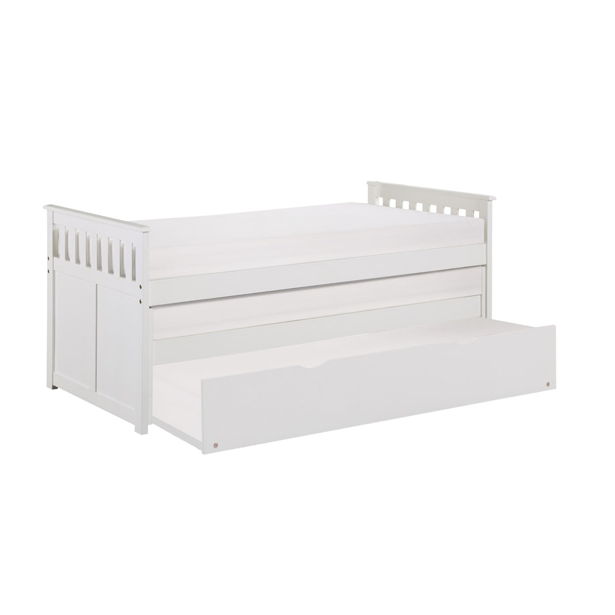 Galen White Twin/Twin Bed with Twin Trundle from Homelegance - Luna Furniture