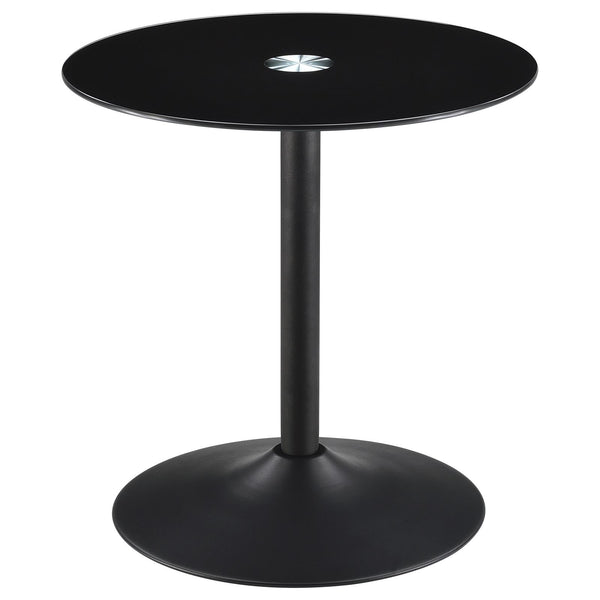 Ganso Black Round Metal End Table with Tempered Glass Top