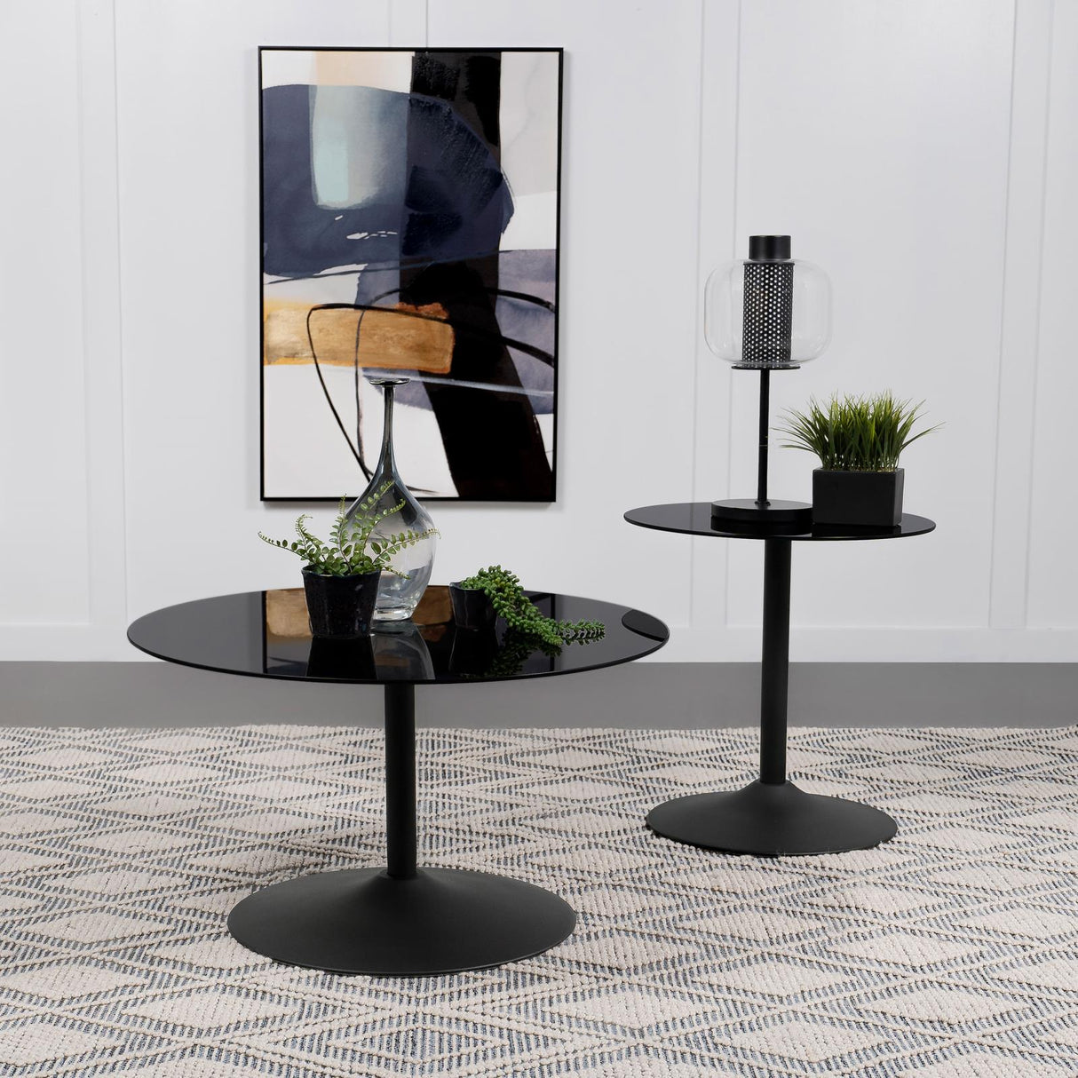 Ganso Black Round Metal End Table with Tempered Glass Top from Coaster - Luna Furniture