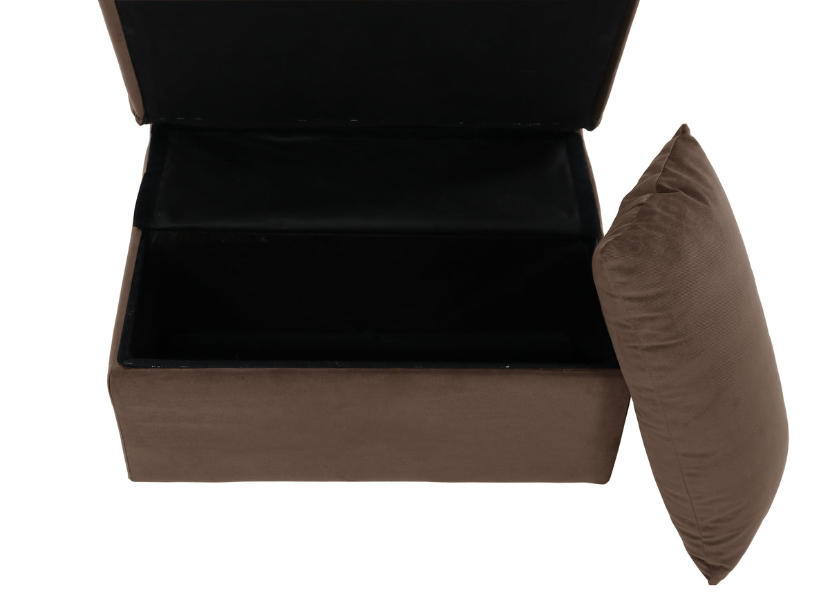 Garrell Brown Velvet Lift Top Storage Bench with Pull-out Bed from Homelegance - Luna Furniture