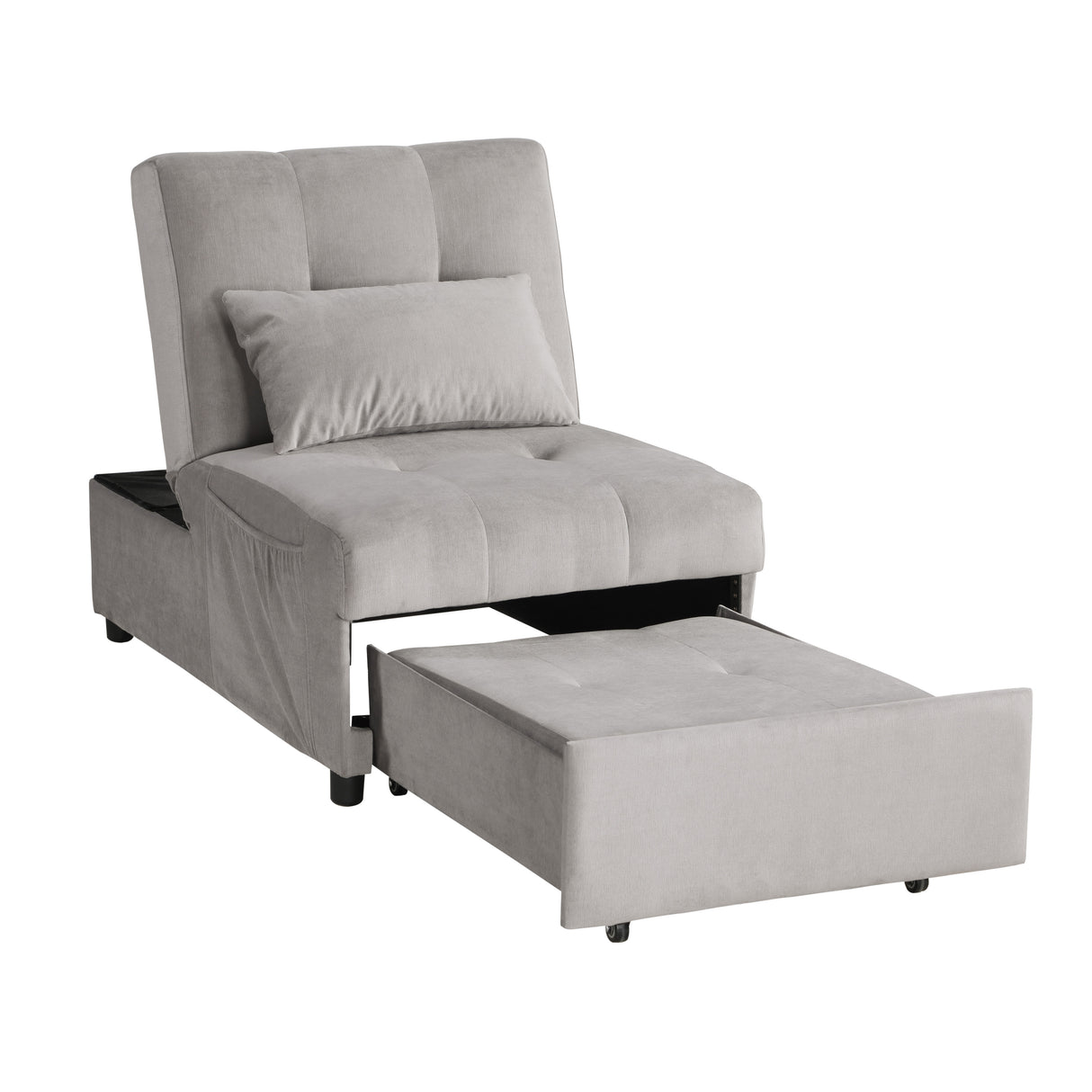 Garrell Brownish Gray Velvet Lift Top Storage Bench with Pull-out Bed from Homelegance - Luna Furniture