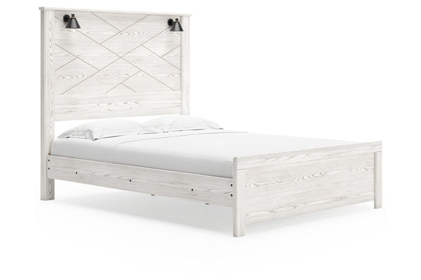 Gerridan White Queen LED Panel Bed