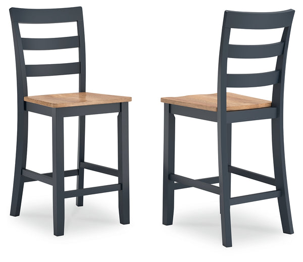 Gesthaven Natural/Blue Counter Height Barstool, Set of 2
