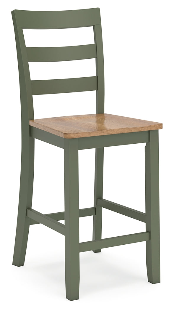 Gesthaven Natural/Green Counter Height Barstool, Set of 2 from Ashley Furniture - Luna Furniture