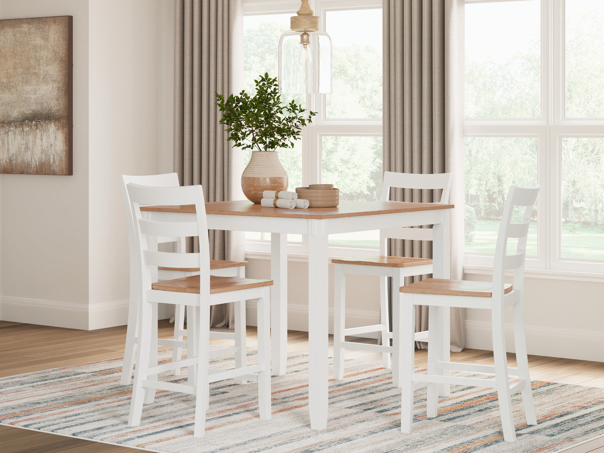 Gesthaven Natural/White Counter Height Dining Table and 4 Barstools from Ashley - Luna Furniture