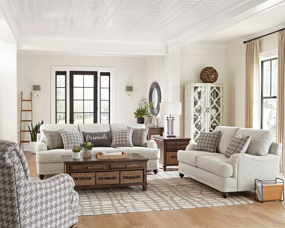 Glenn Light Gray 3-Piece Cushion Back Living Room Set from Coaster - Luna Furniture