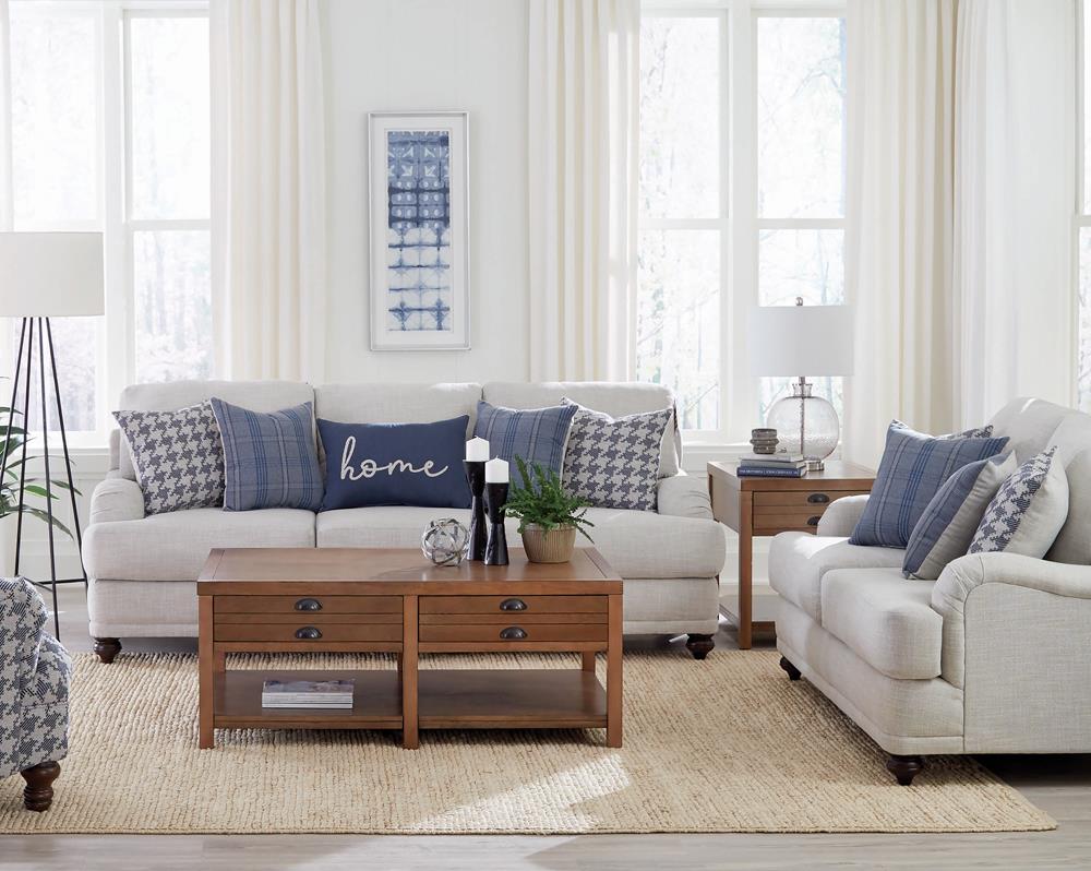 Glenn Light Gray 2-Piece Recessed Arms Living Room Set from Coaster - Luna Furniture