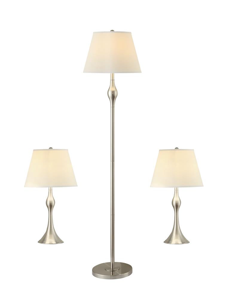 Griffin Brushed Nickel 3-Piece Slender Lamp Set from Coaster - Luna Furniture